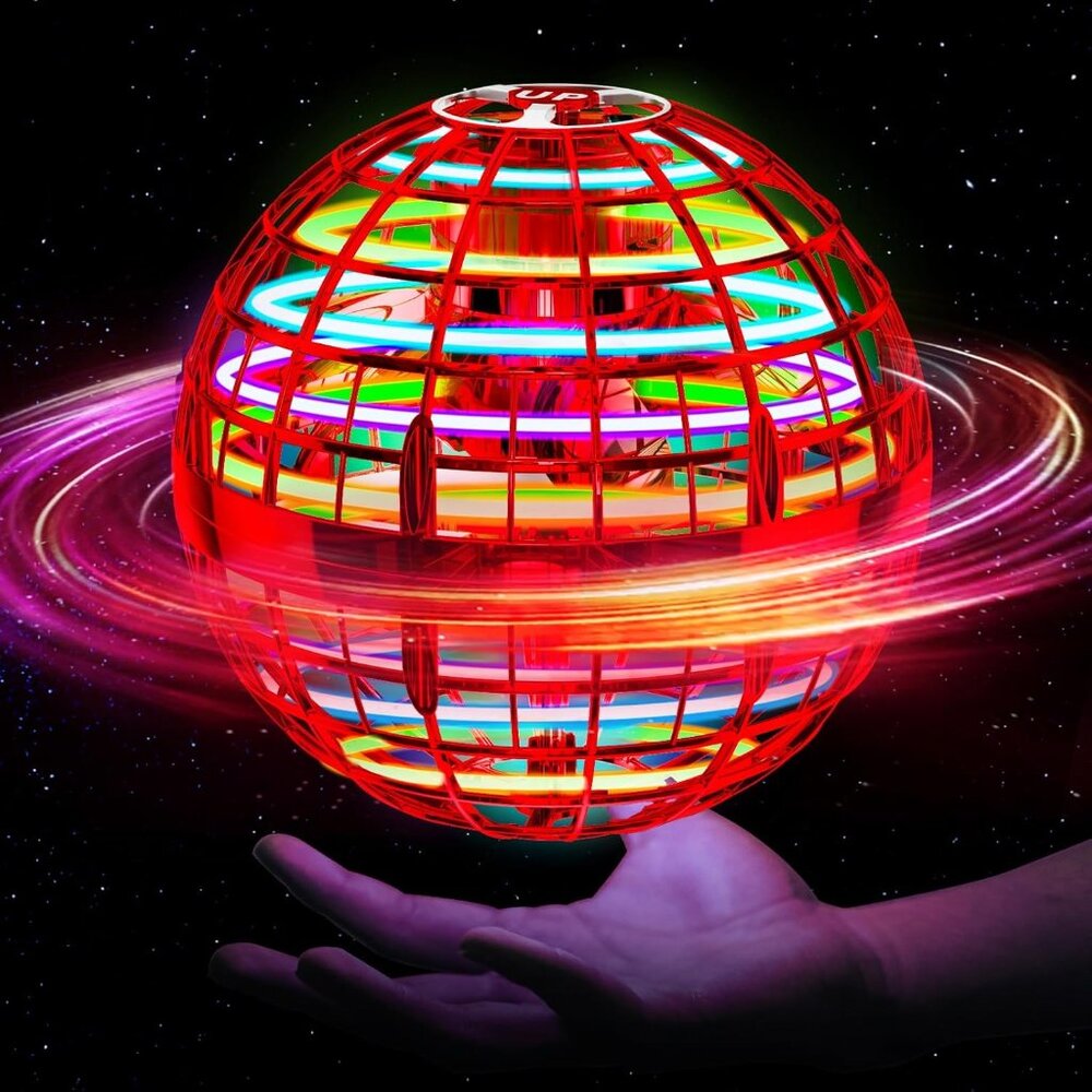 Flying Orb Ball Red, 2025 Upgraded with Dazzling Lights, Magic Hover Spinner, Co